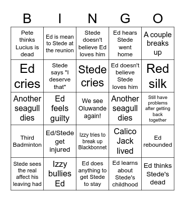 S2 Angst Bingo Card