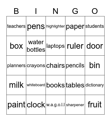 classroom bingo  Bingo Card