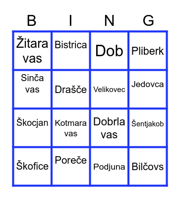 Dvojezične table Bingo Card