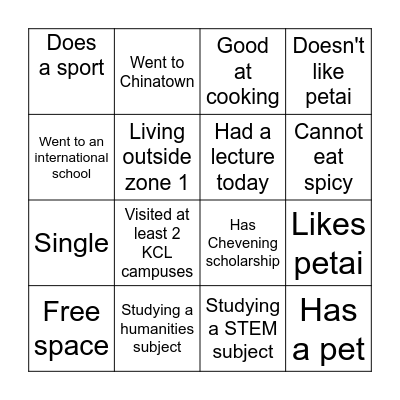 Icebreaker Bingo Card