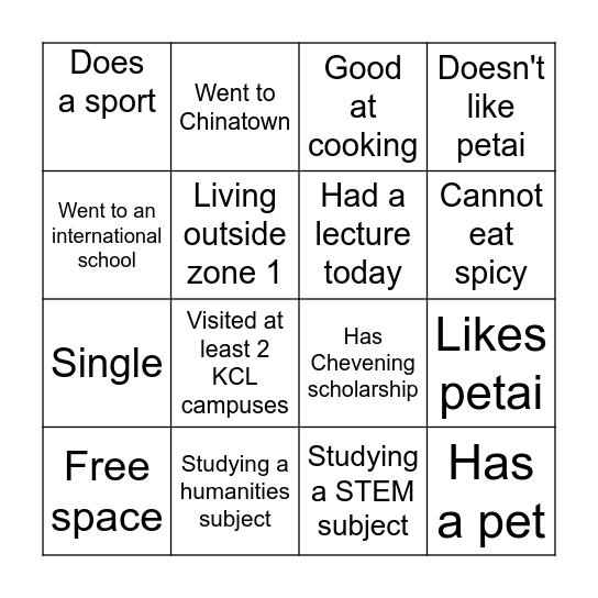 Icebreaker Bingo Card