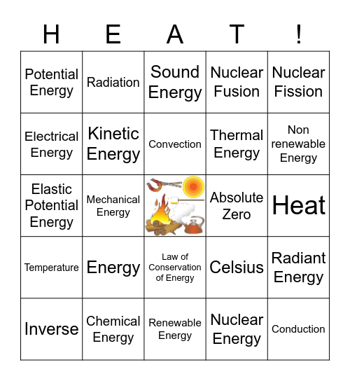 PS Unit 4 Vocabulary Bingo: Energy Bingo Card