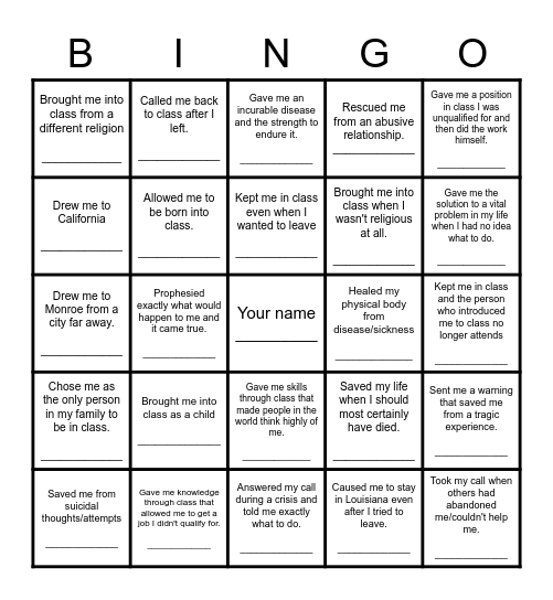 BROTHERHOOD BINGO Card