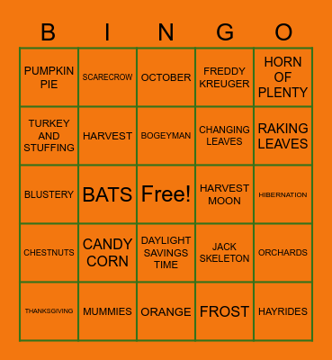 Fall into Halloween Bingo! Bingo Card