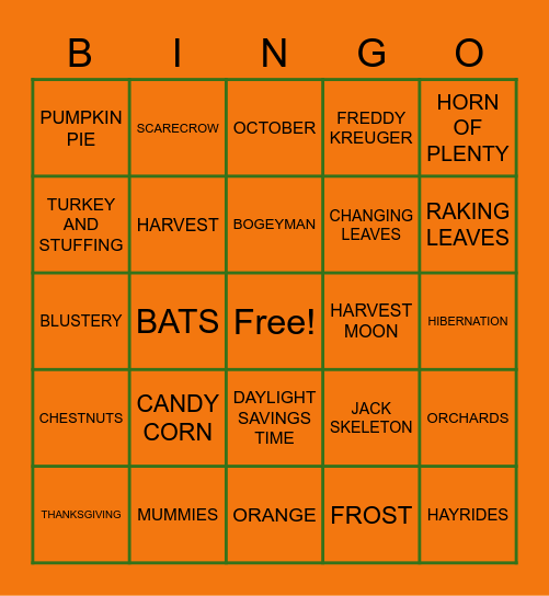 Fall into Halloween Bingo! Bingo Card