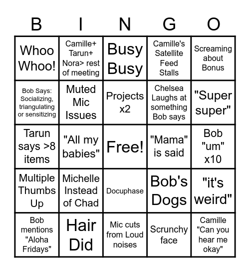 Morning Meeting Bingo Card