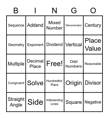 Math is AwEsOmE BINGO! Bingo Card