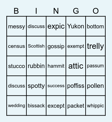 Barton 4.5 Rule Bingo (Words) Bingo Card