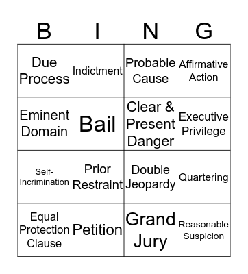Unit 4 Vocabulary Bingo Card