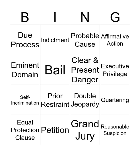 Unit 4 Vocabulary Bingo Card