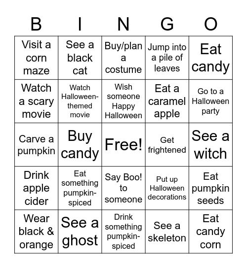 SCHARP October Bingo! Bingo Card