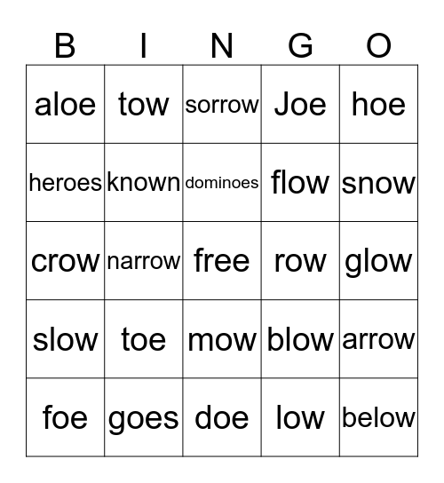 OE and OW BINGO Card