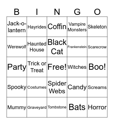 Halloween Bingo Card