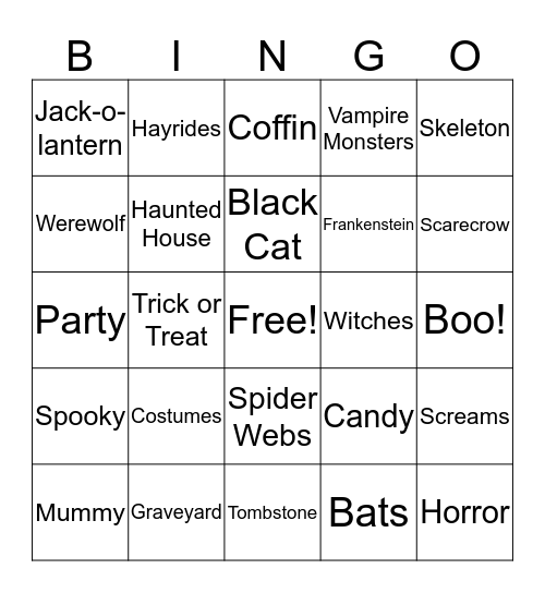 Halloween Bingo Card