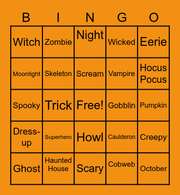 Happy Halloween Bingo Card
