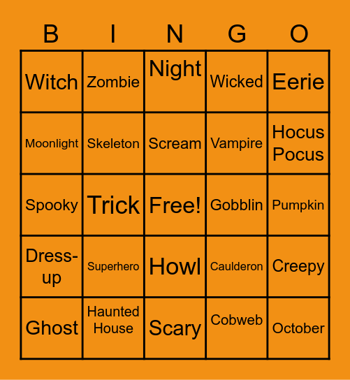 Happy Halloween Bingo Card
