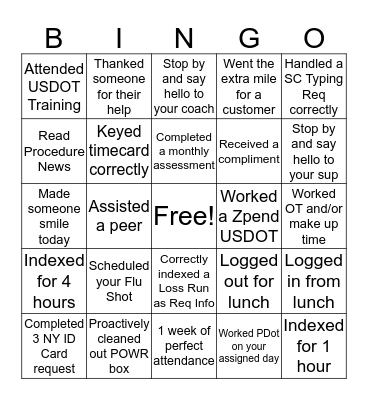 Fall Bingo Card