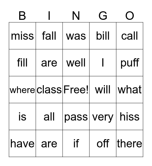 FLOSS Rule Bingo Card