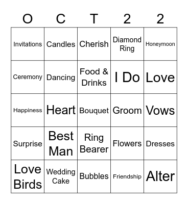 Stephanie & Dalton Wedding Shower Bingo Card