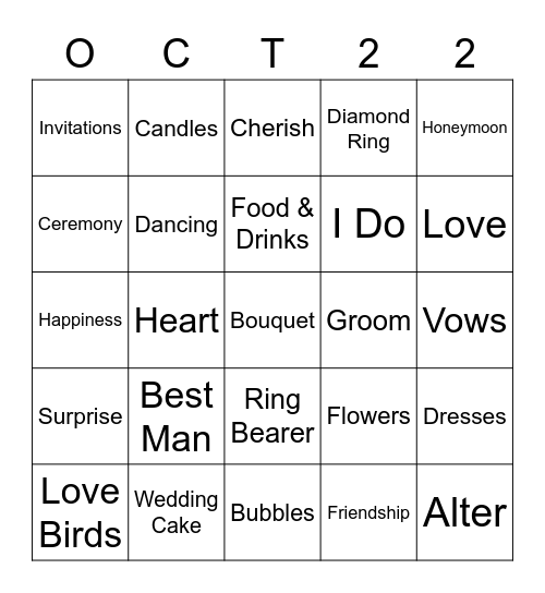 Stephanie & Dalton Wedding Shower Bingo Card