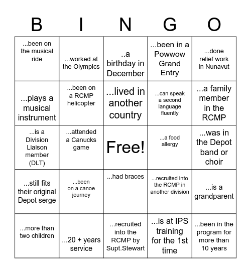 IPS Training "SOMEONE WHO HAS" Bingo Card