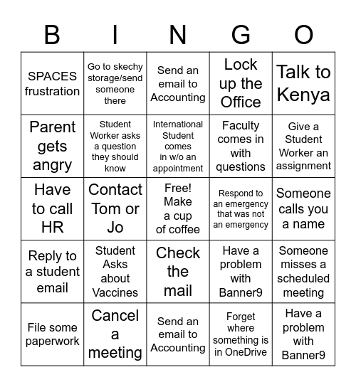 GEO Bingo Card