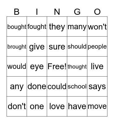 First Grade Sight Words - 2 Bingo Card