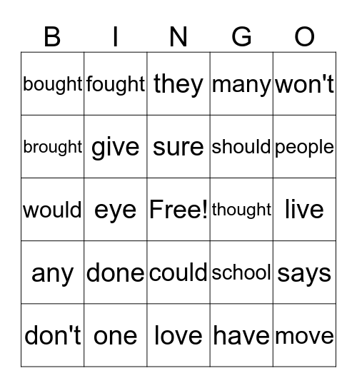 First Grade Sight Words - 2 Bingo Card