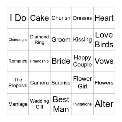 Stephanie & Dalton's Wedding Shower Bingo Card