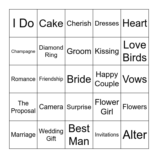 Stephanie & Dalton's Wedding Shower Bingo Card