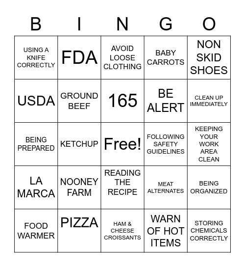 KITTERY SCHOOL NUTRITION ROCKS Bingo Card