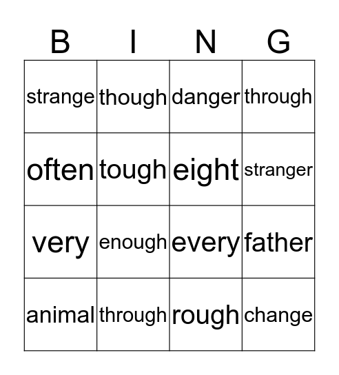 First Grade Sight Words - 4 Bingo Card