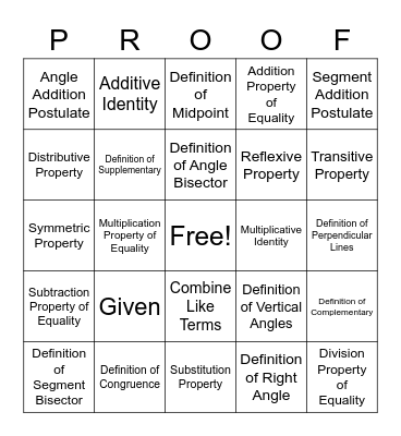 Prove it! Bingo Card