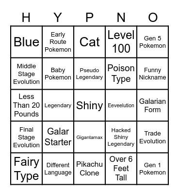 Pokemon Trade Bingo Card Bingo Card