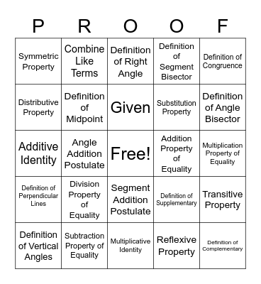 Prove it! Bingo Card