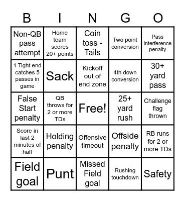 Football Bingo 2022 Bingo Card