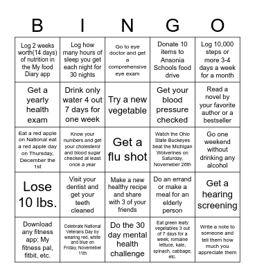 Wellness BINGO! Bingo Card