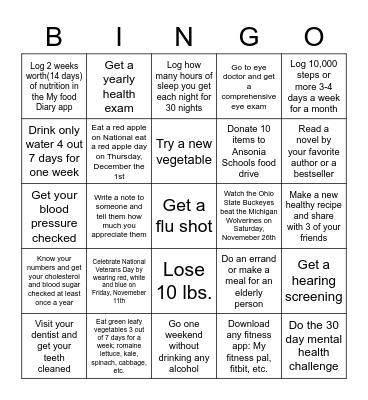 Wellness BINGO! Bingo Card