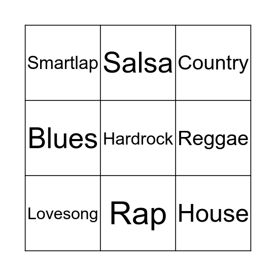 Muziek  Bingo Card