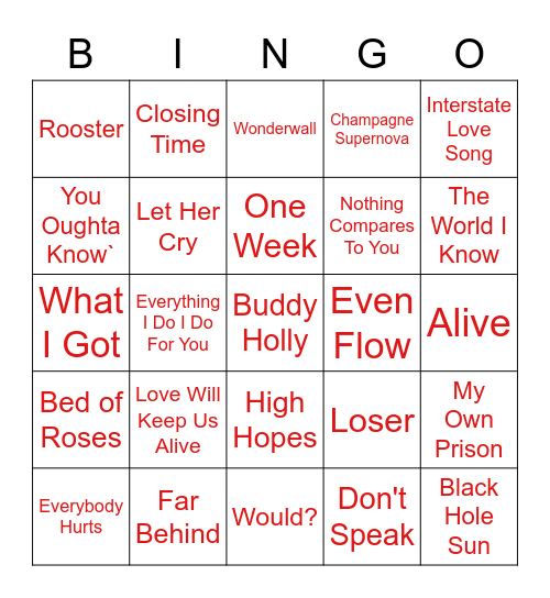 best-rock-songs-of-the-90s-bingo-card