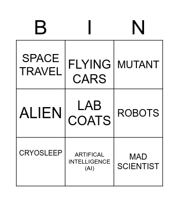 SciFi Tropes Bingo Card