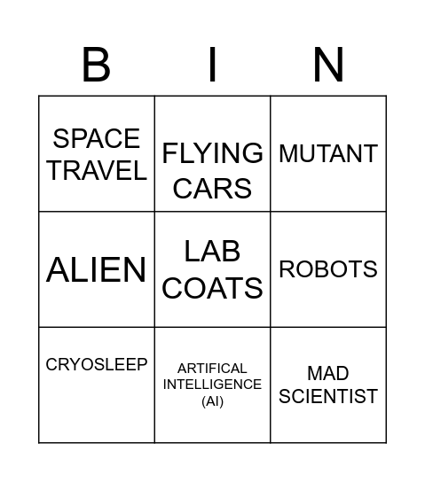 SciFi Tropes Bingo Card