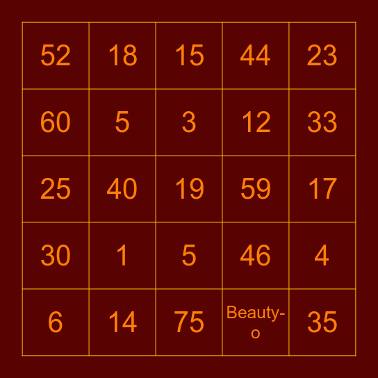 Beauty-O Bingo Card