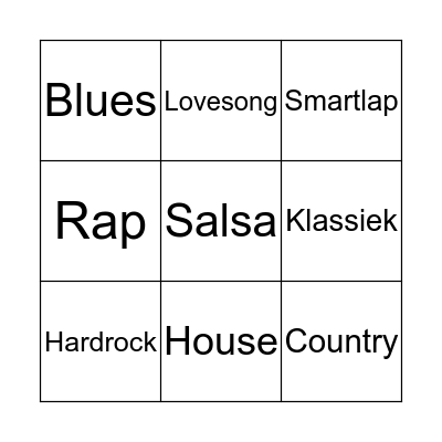 Muziek  Bingo Card