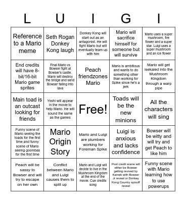 Mario Movie Bingo (Pre-Trailer) Bingo Card