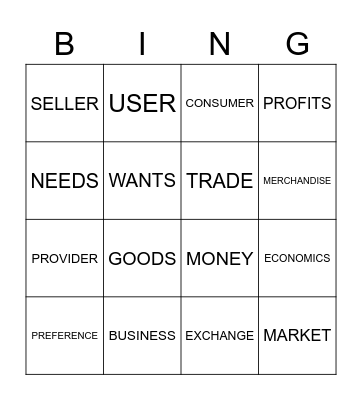 BUSINESS AND ECONOMICS Bingo Card