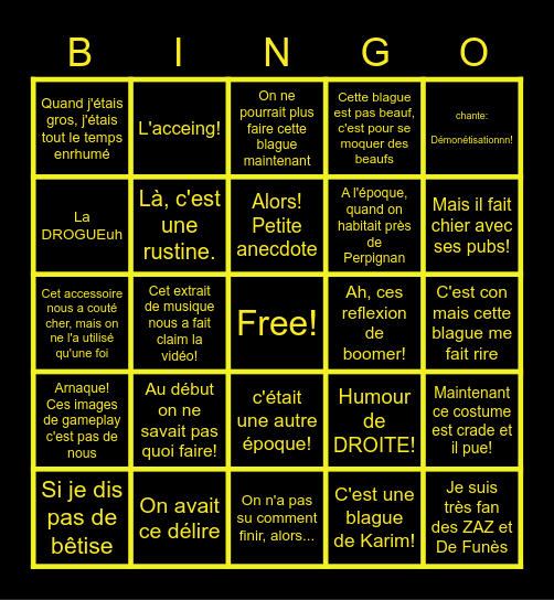 JDG Soirée Anecdotes Bingo Card