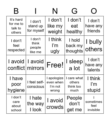 Happiness Bingo Card