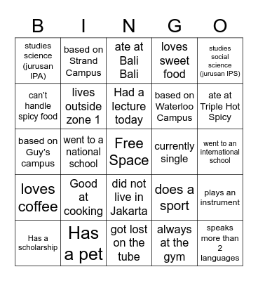 Icebreaker Bingo Card