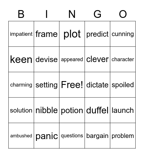 Vocabulary Bingo Card